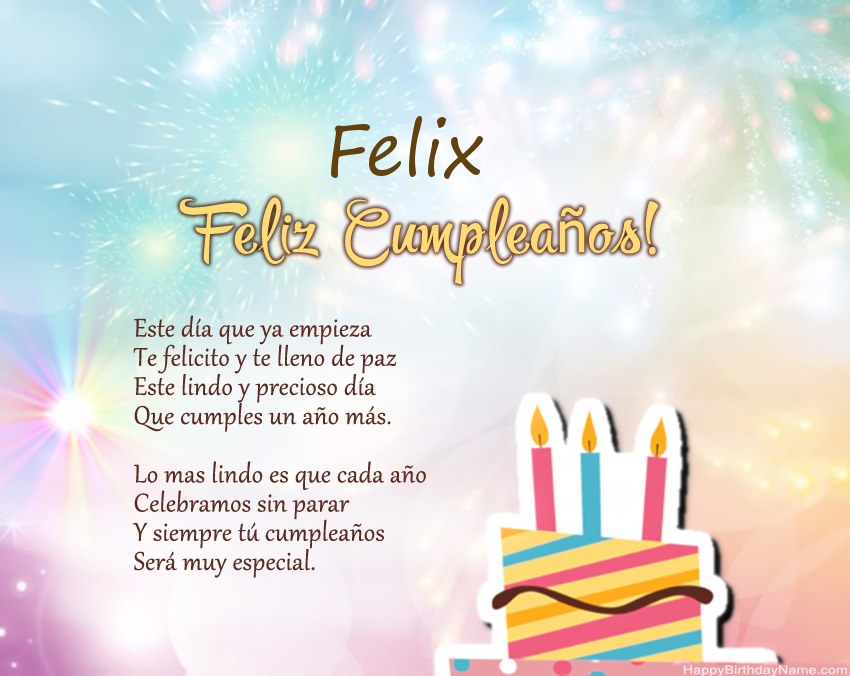 Feliz cumpleaños Felix en verso Feliz cumpleaños Felix en verso