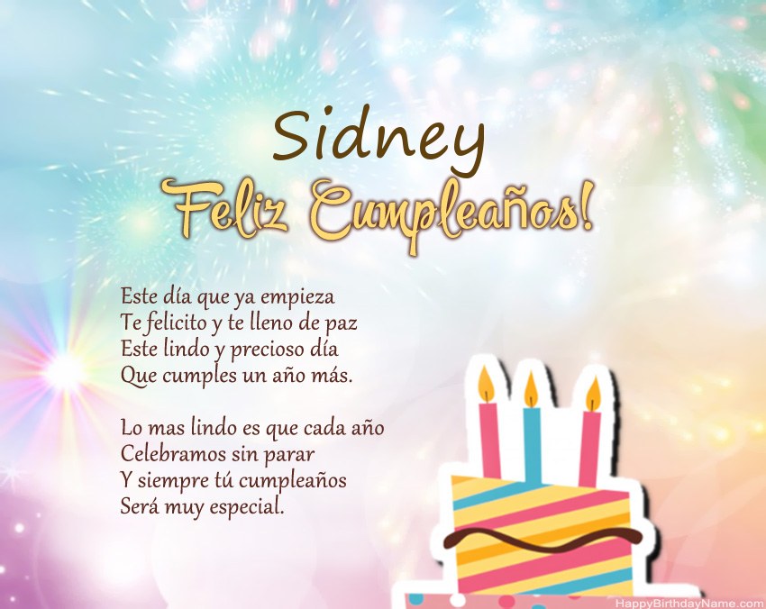 Feliz cumpleaños Sidney en verso Feliz cumpleaños Sidney en verso