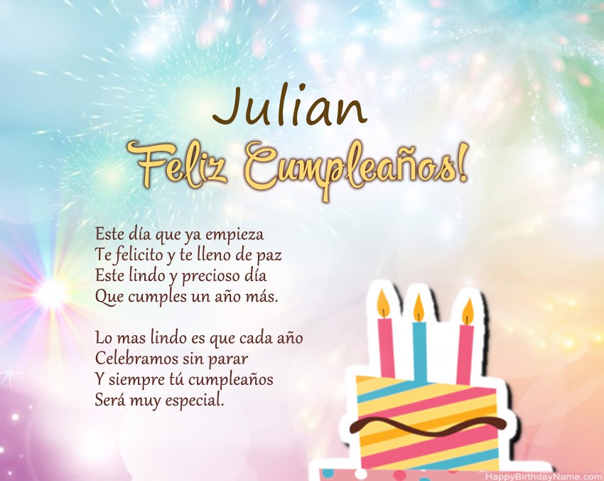 Feliz cumpleaños Julian en verso