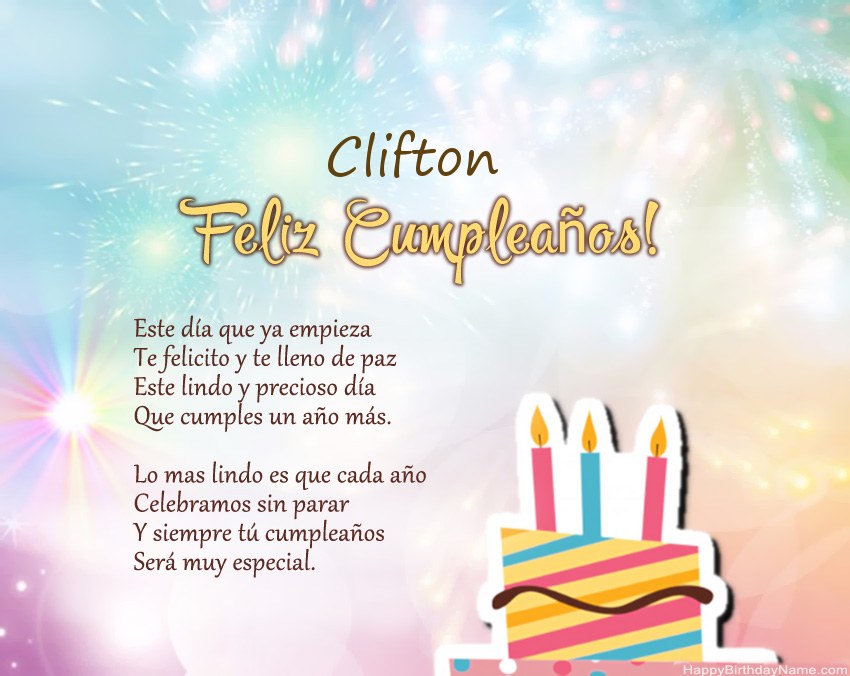 Feliz cumpleaños Clifton en verso