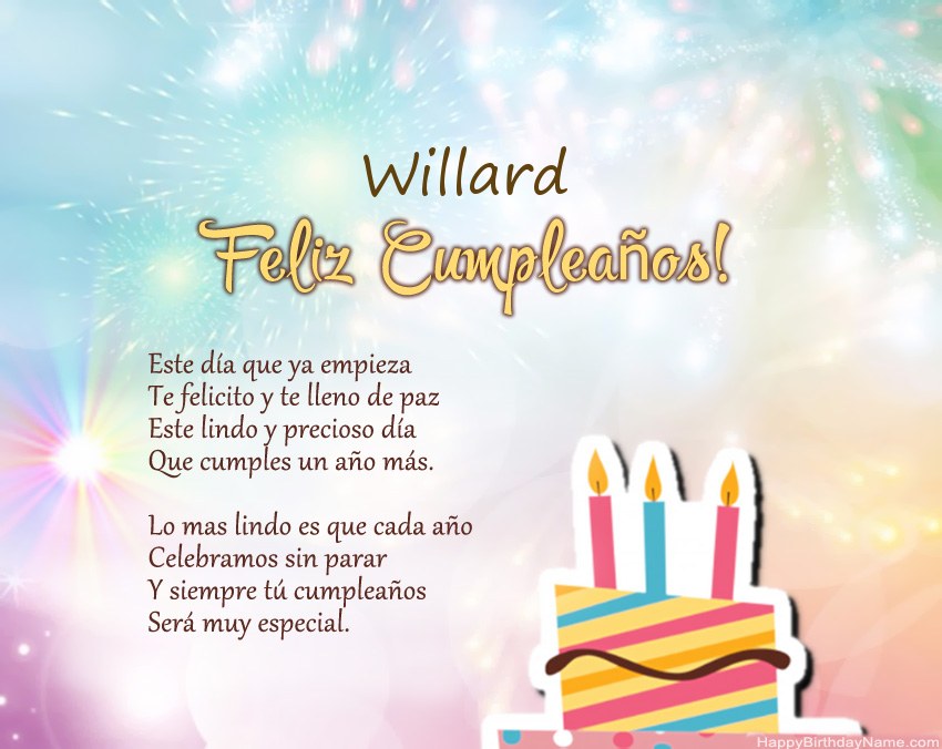 Feliz cumpleaños Willard en verso Feliz cumpleaños Willard en verso