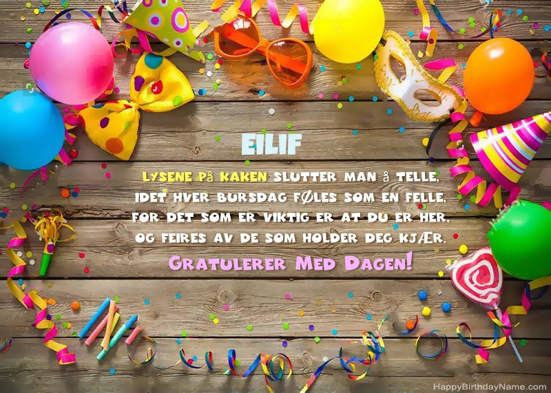 Last ned Gratulerer med fødselsdagskortet Eilif gratis