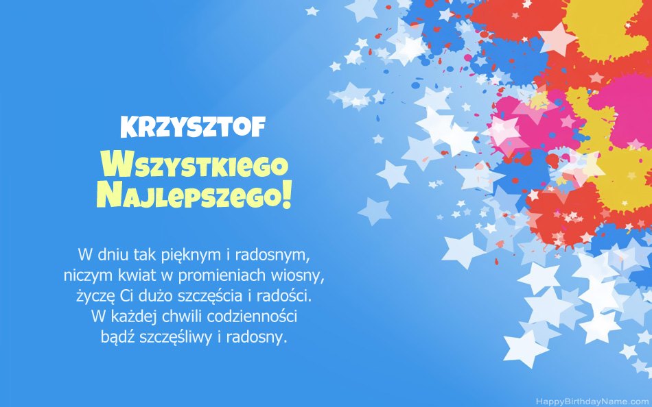 Felicitaciones por el cumpleaños de Krzysztof Felicitaciones por el cumpleaños de Krzysztof