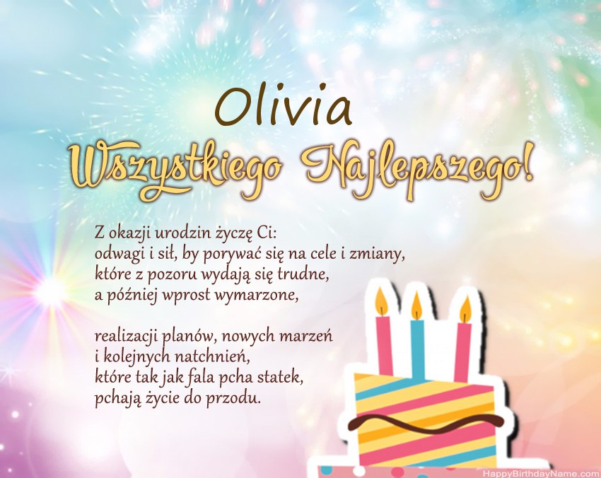 Feliz cumpleaños Olivia en verso