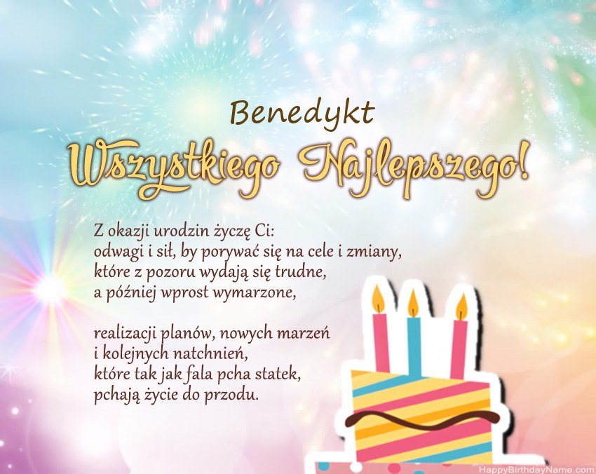 Feliz cumpleaños Benedykt en verso Feliz cumpleaños Benedykt en verso