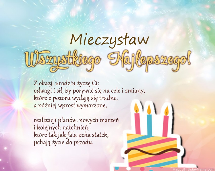 Feliz cumpleaños Mieczysław en verso