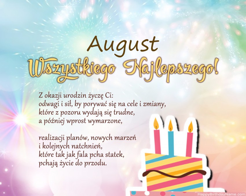 Feliz cumpleaños August en verso Feliz cumpleaños August en verso