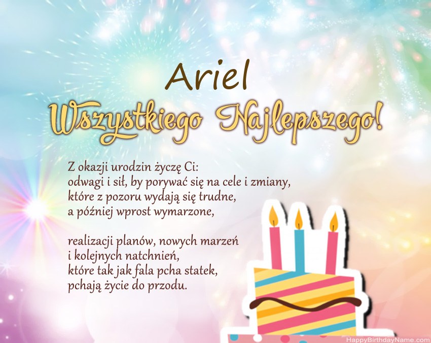 Feliz cumpleaños Ariel en verso