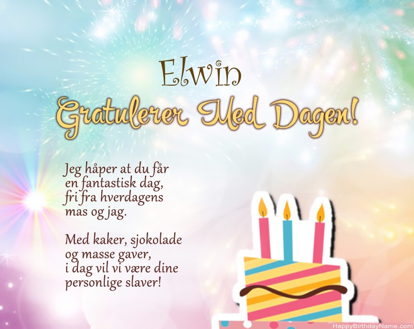 Dikt på fødselsdag for Elwin