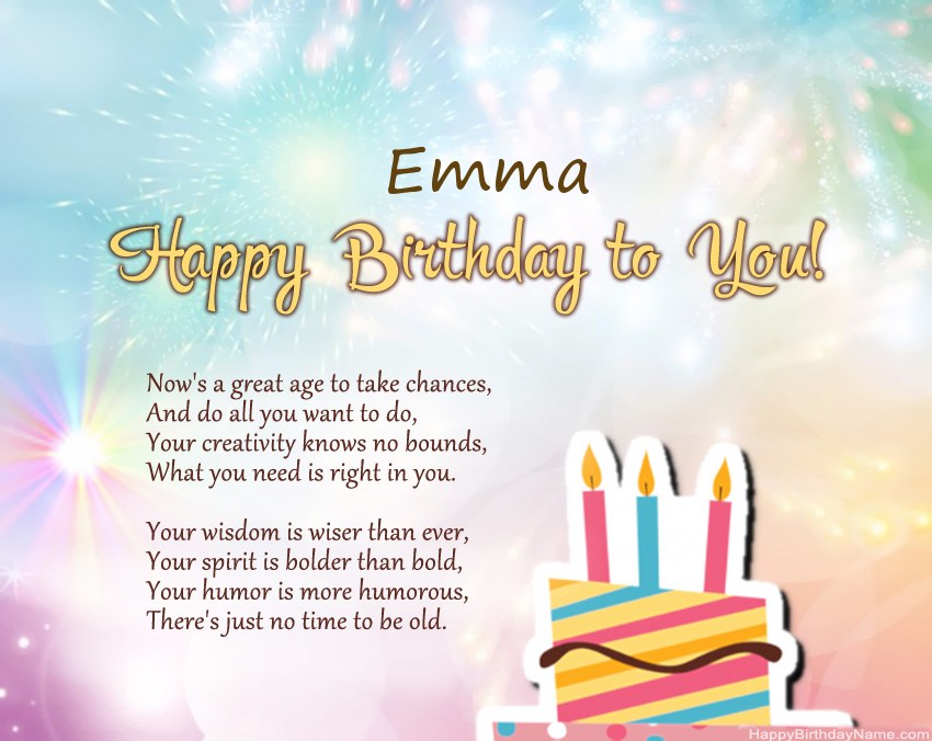 Happy Birthday Emma in verse Happy Birthday Emma in verse