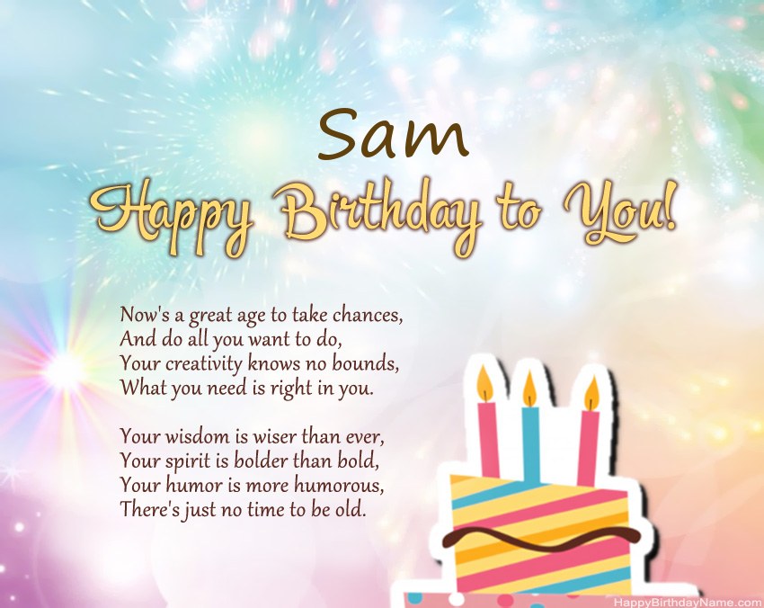 Happy Birthday Sam in verse
