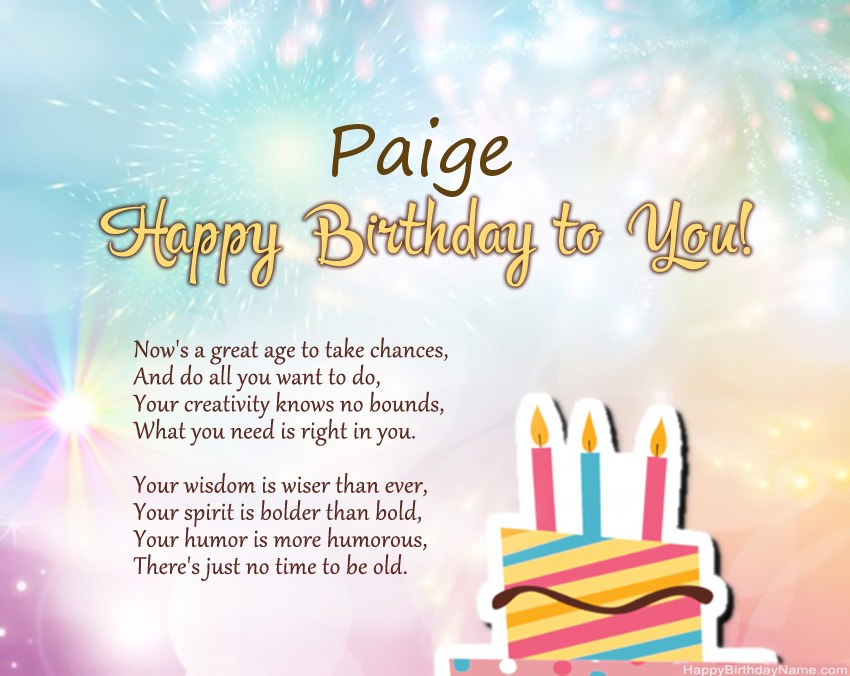 Happy Birthday Paige in verse Happy Birthday Paige in verse