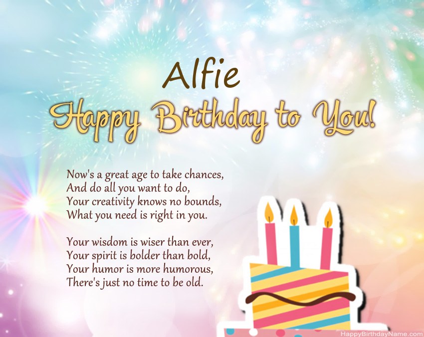 Happy Birthday Alfie in verse