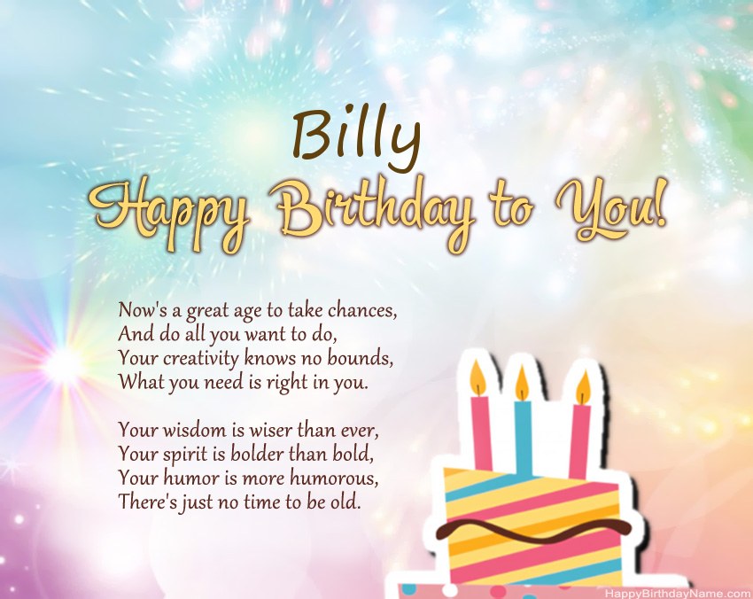 Happy Birthday Billy in verse