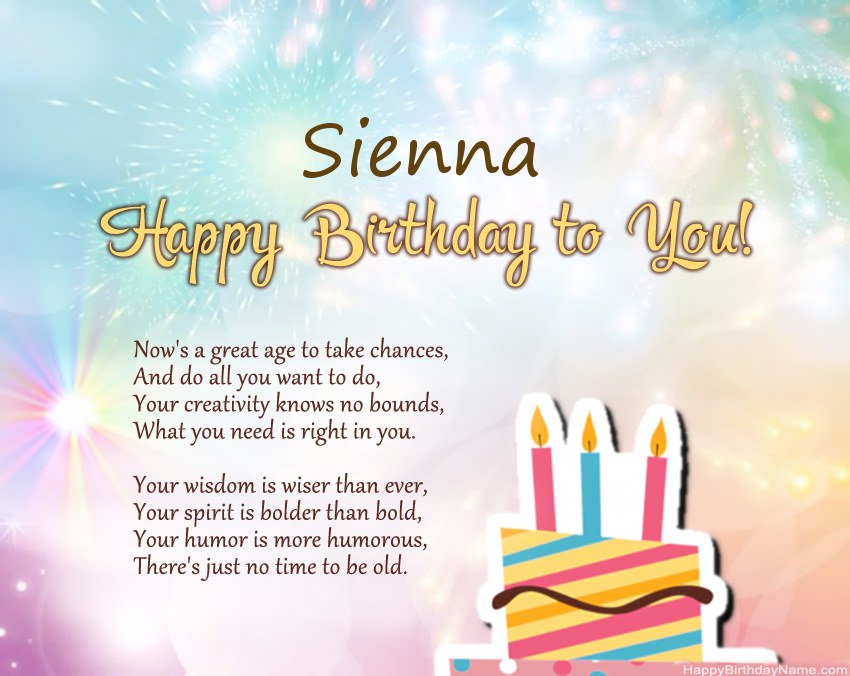 Happy Birthday Sienna in verse Happy Birthday Sienna in verse