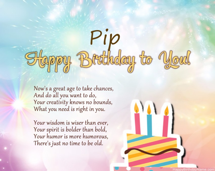 Happy Birthday Pip in verse