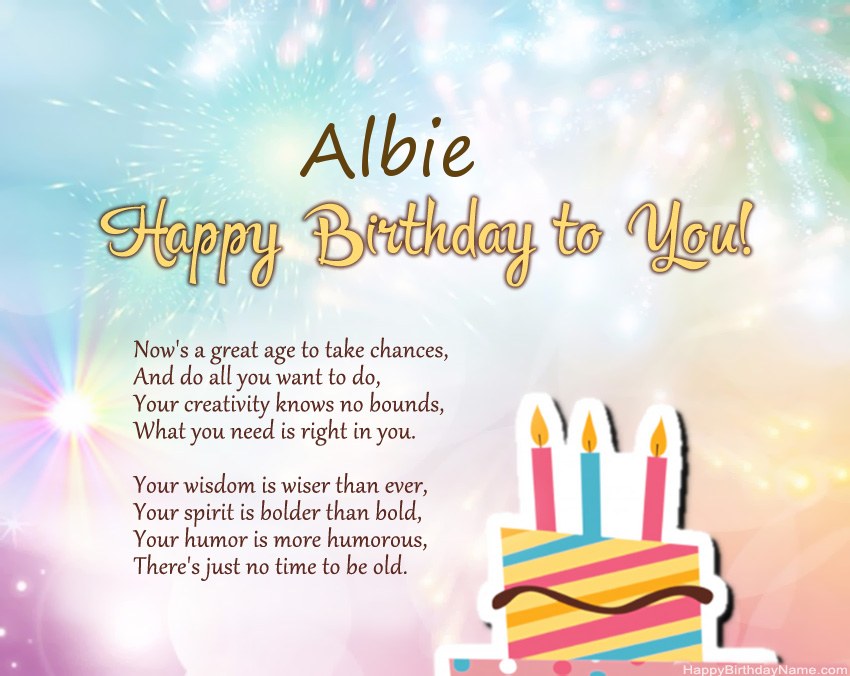Happy Birthday Albie in verse Happy Birthday Albie in verse