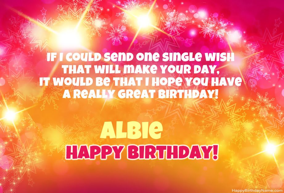 Cool congratulations for Happy Birthday of Albie Cool congratulations for Happy Birthday of Albie