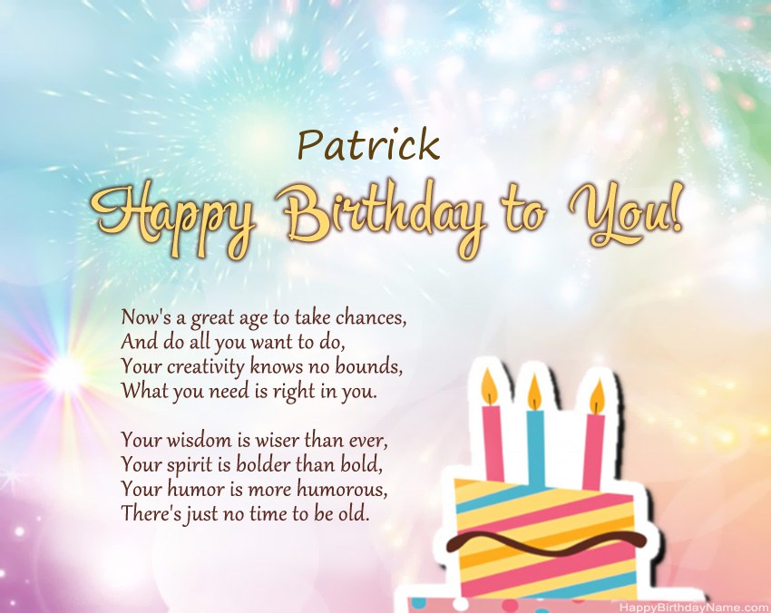 Happy Birthday Patrick in verse Happy Birthday Patrick in verse