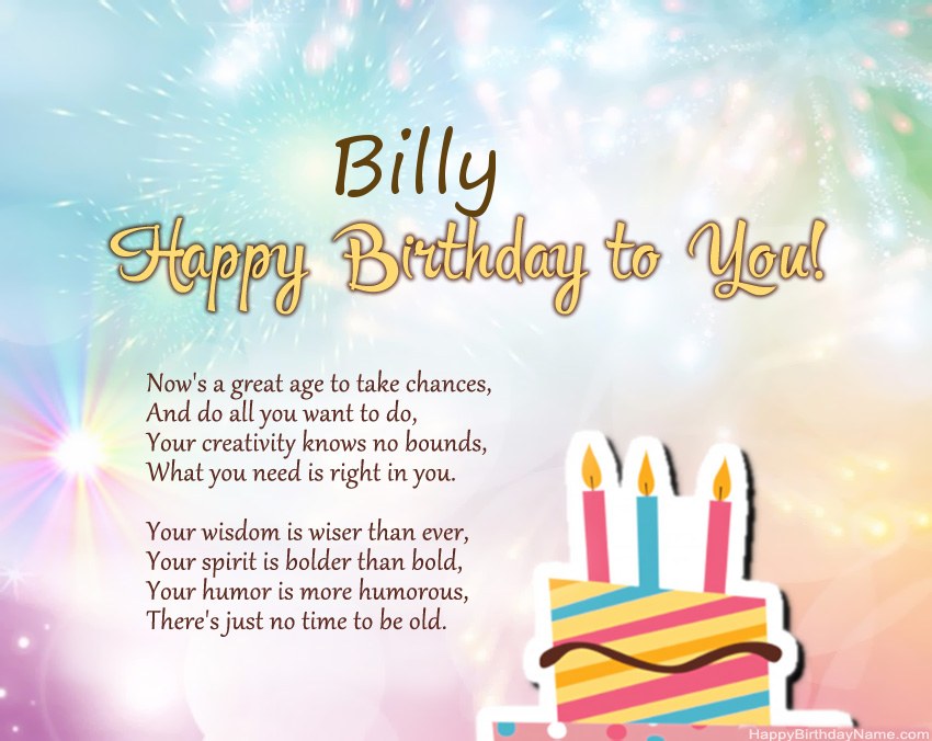 Happy Birthday Billy in verse Happy Birthday Billy in verse