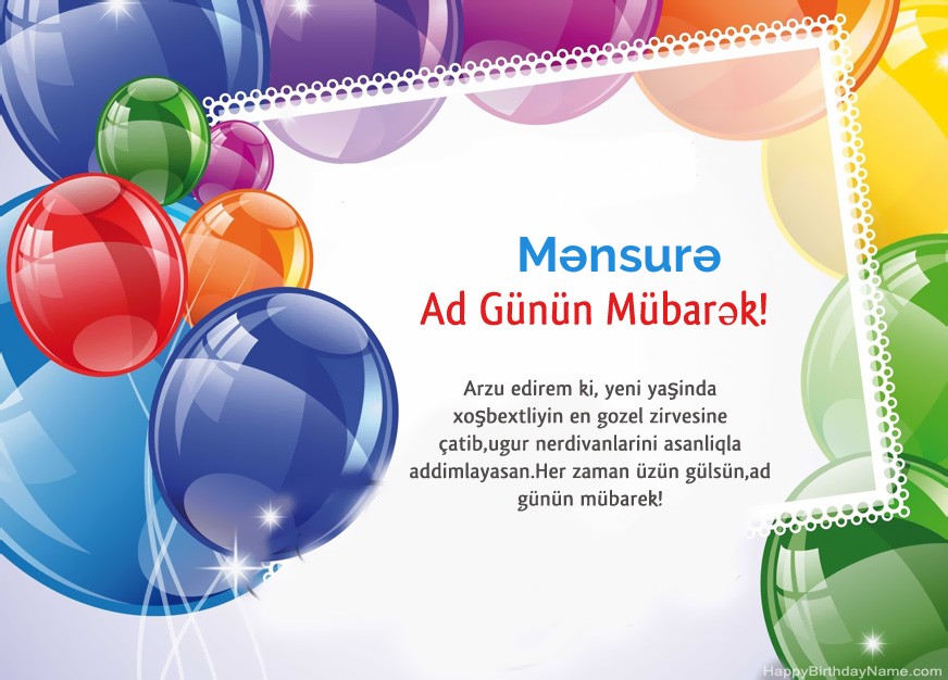 Ad günün mübarək Mənsurə!