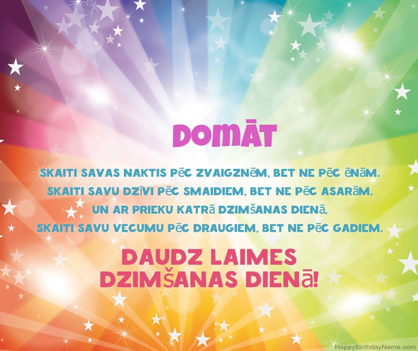 Skaistas daudz laimes dzimšanas dienas kartītes uzņēmumam Domāt