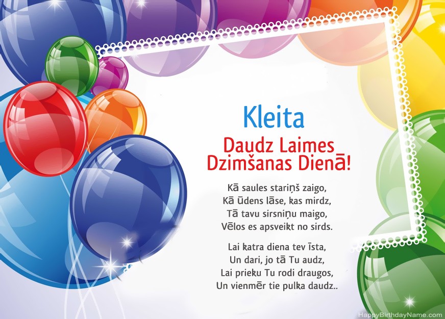 Daudz laimes dzimšanas dienā Kleita!
