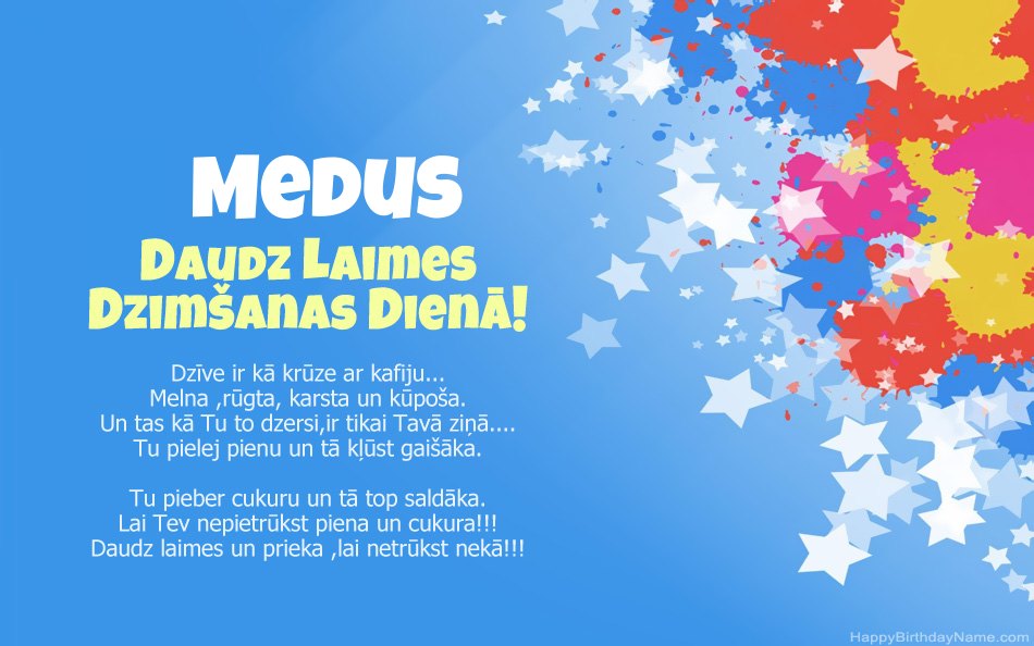 Apsveicam ar Medus dzimšanas dienu Apsveicam ar Medus dzimšanas dienu