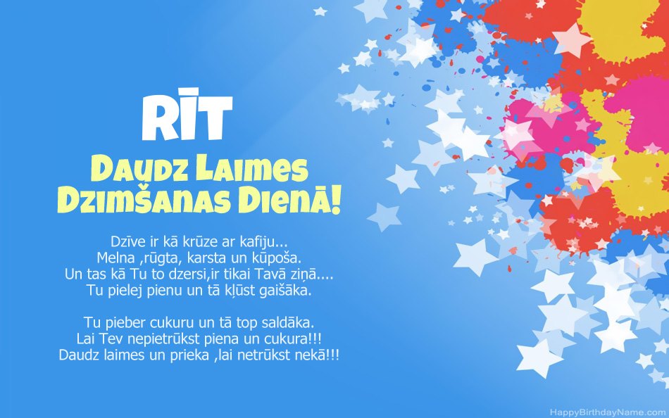 Apsveicam ar Rīt dzimšanas dienu Apsveicam ar Rīt dzimšanas dienu