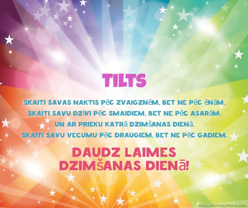 Skaistas daudz laimes dzimšanas dienas kartītes uzņēmumam Tilts