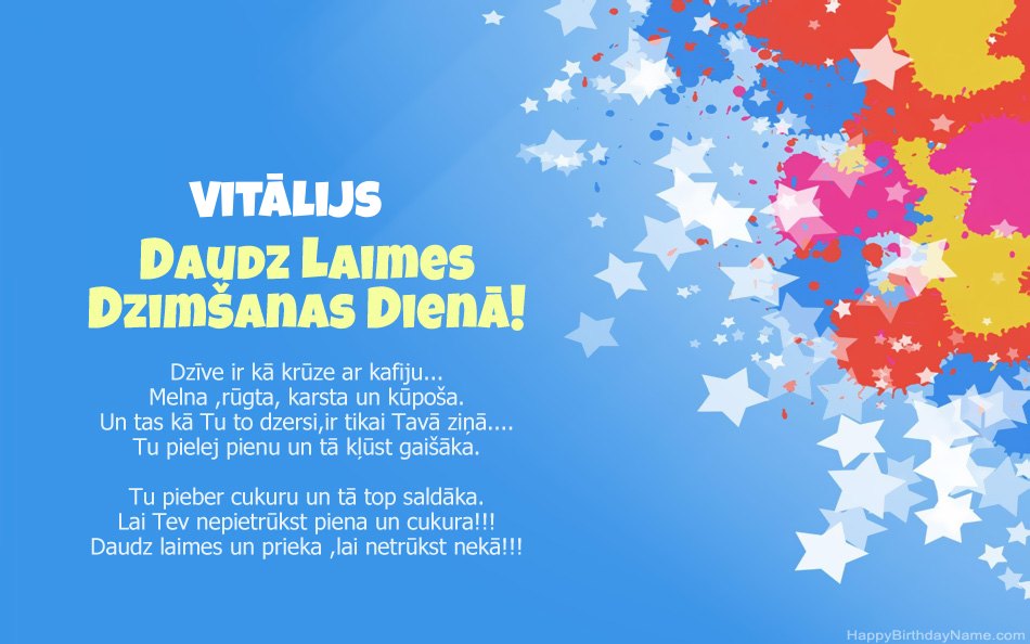 Apsveicam ar Vitālijs dzimšanas dienu Apsveicam ar Vitālijs dzimšanas dienu