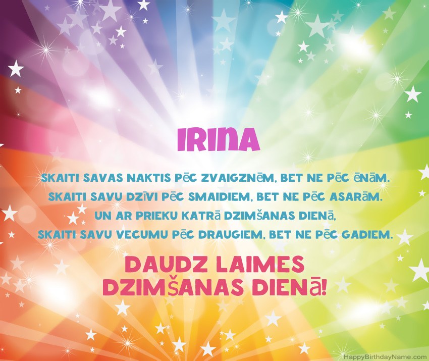 Skaistas daudz laimes dzimšanas dienas kartītes uzņēmumam Irina Skaistas daudz laimes dzimšanas dienas kartītes uzņēmumam Irina