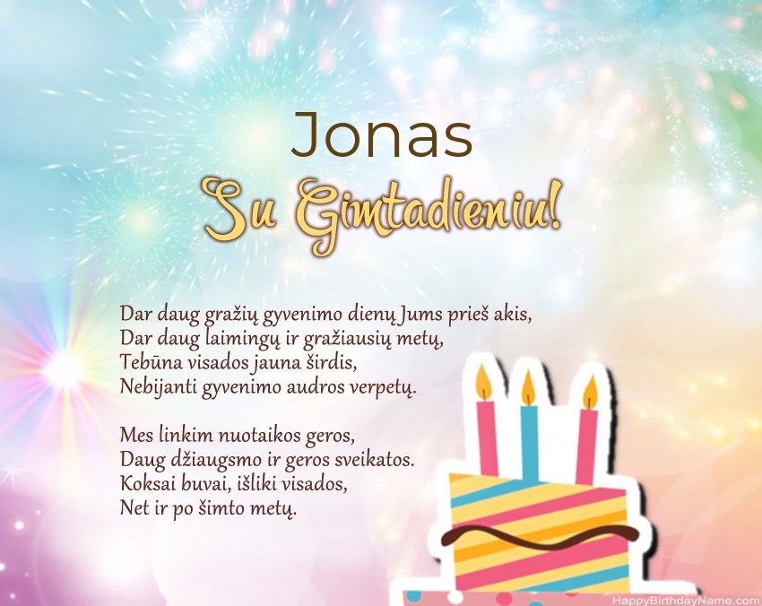 Su gimtadieniu Jonas eilutėje