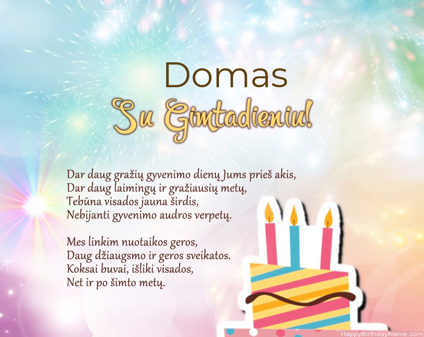 Su gimtadieniu Domas eilutėje Su gimtadieniu Domas eilutėje
