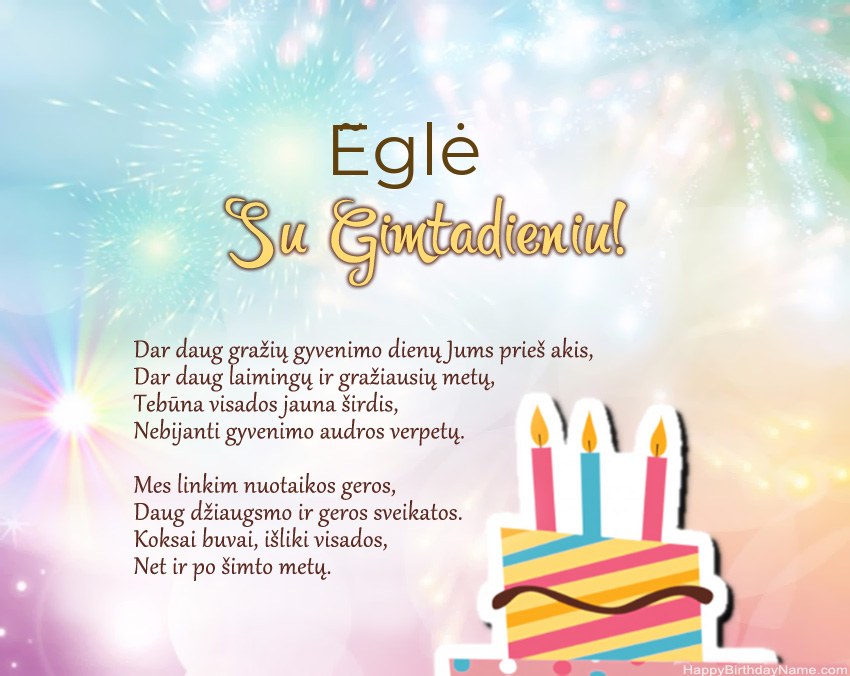Su gimtadieniu Ẽglė eilutėje Su gimtadieniu Ẽglė eilutėje