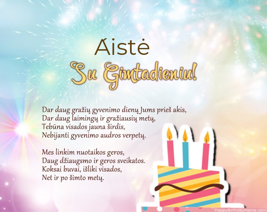 Su gimtadieniu Áistė eilutėje