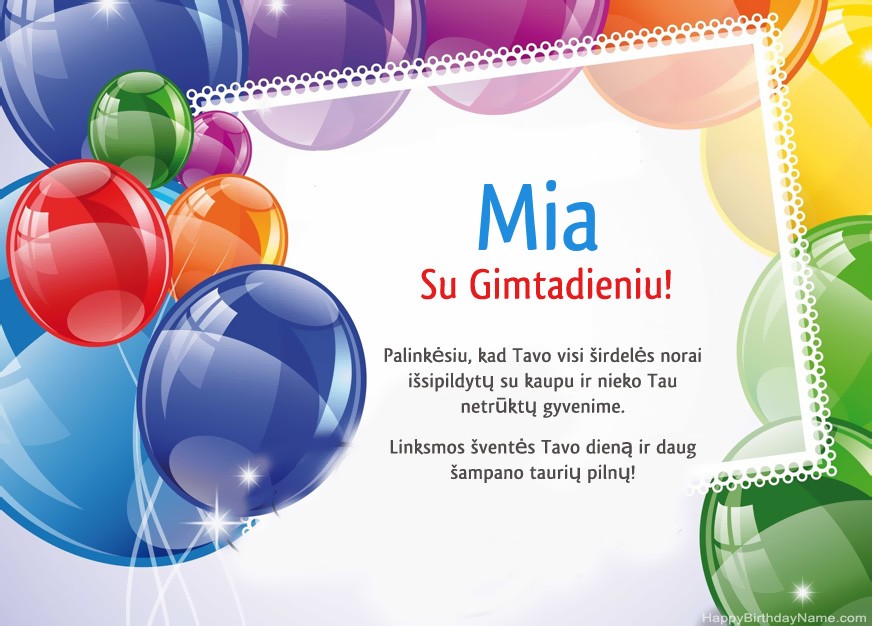 Su gimtadieniu, Mia!