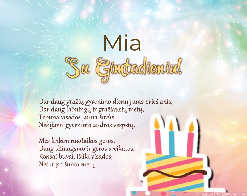 Su gimtadieniu Mia eilutėje