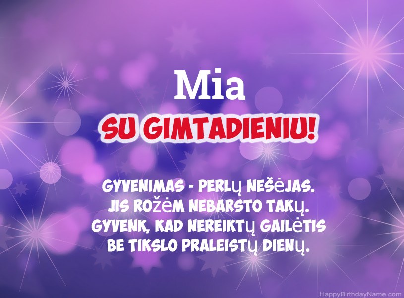 Gražios Mia gimtadienio nuotraukos
