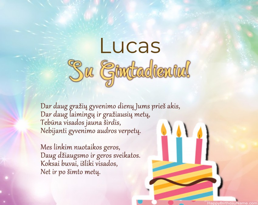 Su gimtadieniu Lucas eilutėje