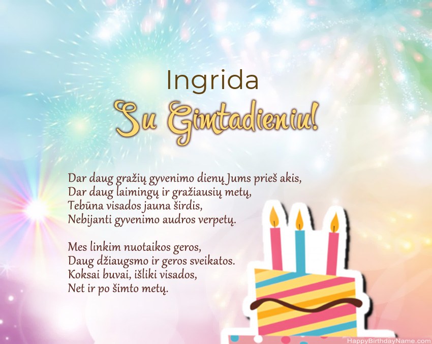 Su gimtadieniu Ingrida eilutėje Su gimtadieniu Ingrida eilutėje