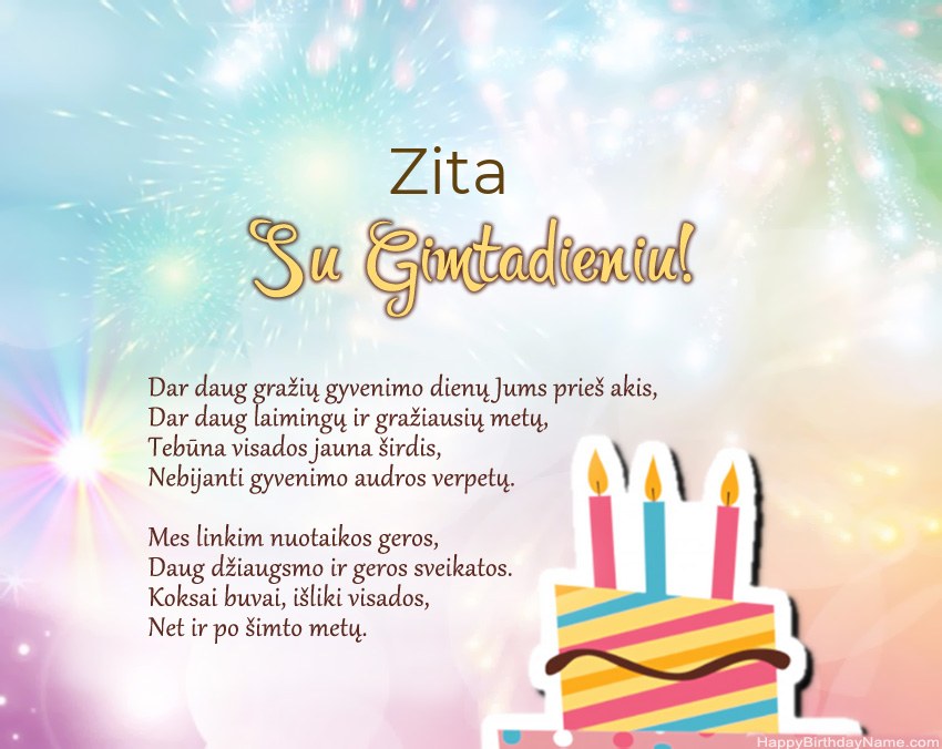 Su gimtadieniu Zita eilutėje
