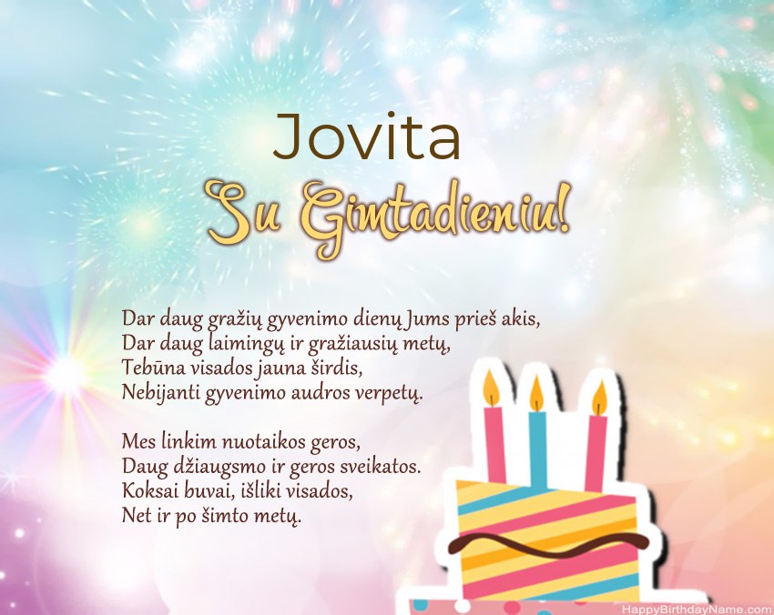 Su gimtadieniu Jovita eilutėje Su gimtadieniu Jovita eilutėje