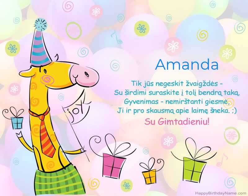 Vaikų sveikinimai su Amanda gimtadieniu Vaikų sveikinimai su Amanda gimtadieniu