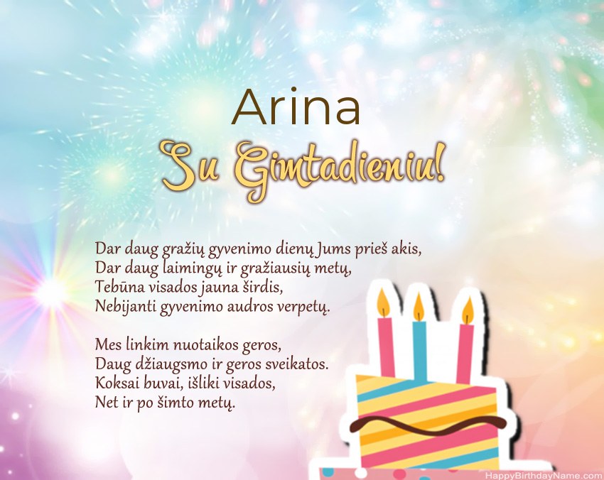 Su gimtadieniu Arina eilutėje