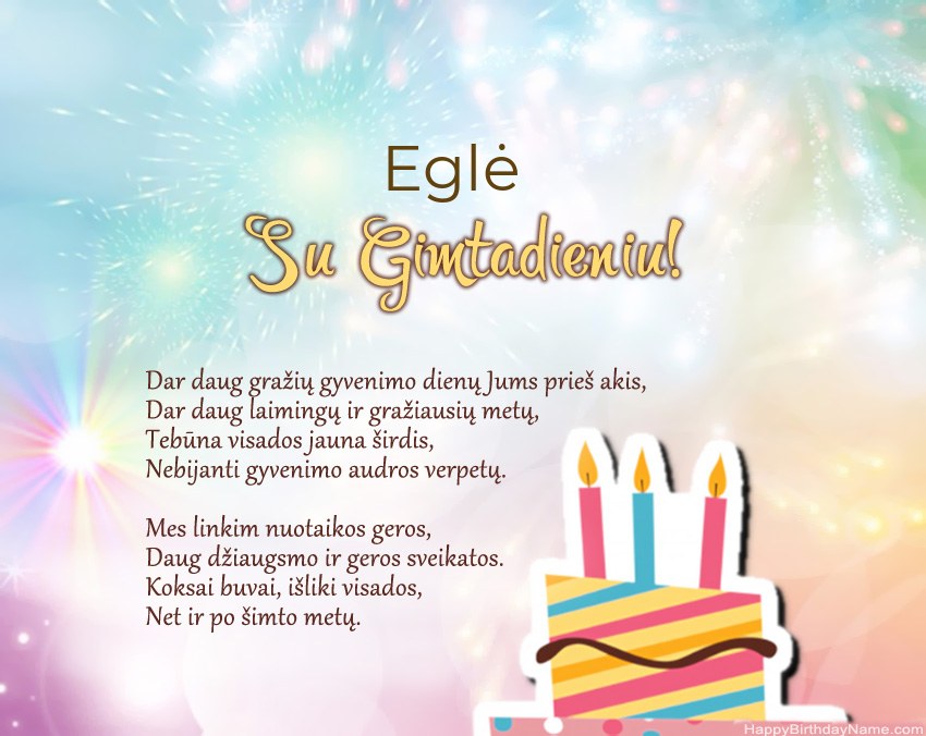 Su gimtadieniu Eglė eilutėje