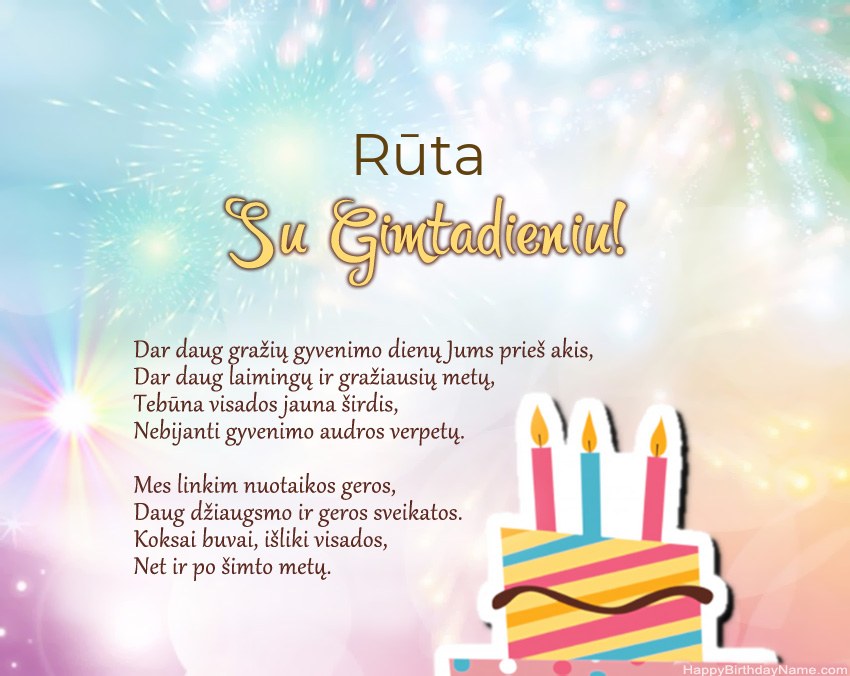 Su gimtadieniu Rūta eilutėje Su gimtadieniu Rūta eilutėje