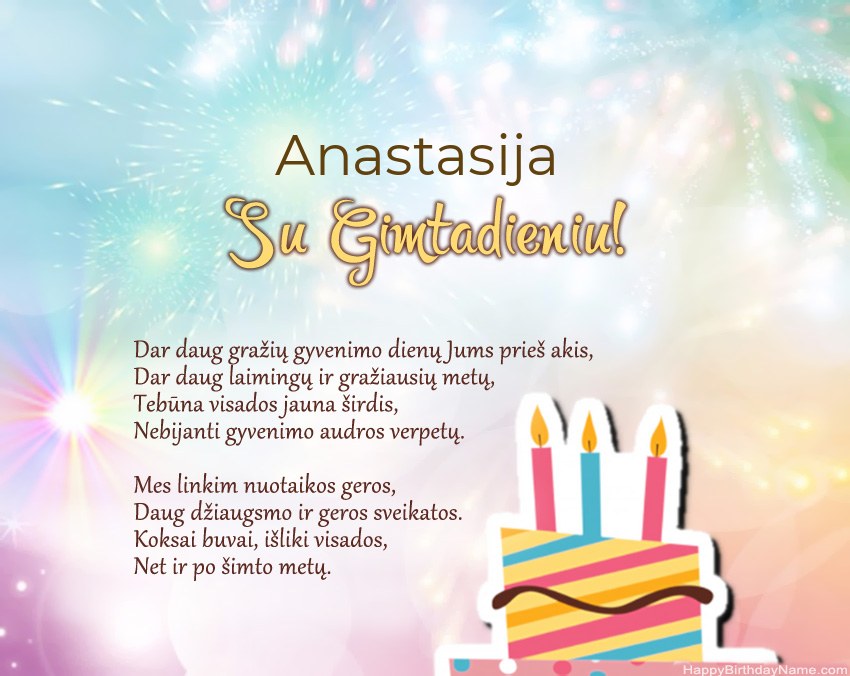 Su gimtadieniu Anastasija eilutėje Su gimtadieniu Anastasija eilutėje