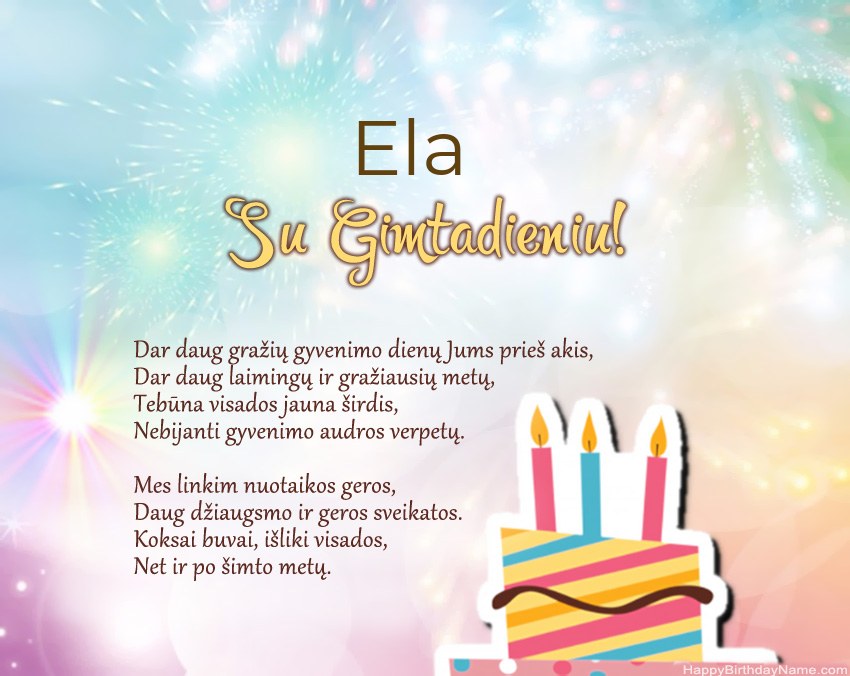 Su gimtadieniu Ela eilutėje