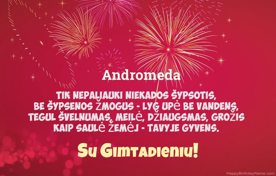 Su gimtadieniu Andromeda, gražūs eilėraščiai